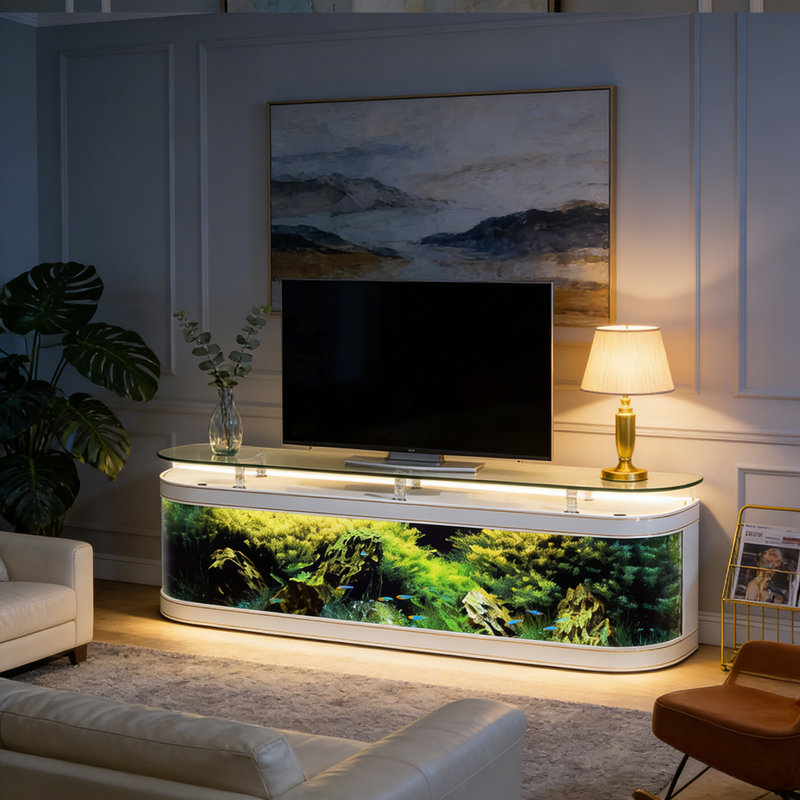 Hokku Designs Curved TV Stand Integrated Eco Aquarium | Wayfair